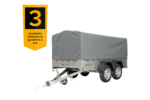 remolque unitrailer 264/2 kipp de doble eje con rueda giratoria, barra antivuelco y lona gris