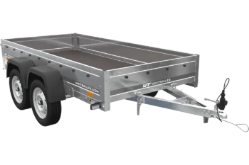 unitrailer 264/2 kipp con rueda jockey, varillas de soporte y lona plana azul